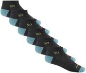 Wide Open Women's Solid Cushioned Ankle Socks Bundle Pack - Stretch Fit Merino Wool Non-Binding Everyday Socks for Wide Feet - 6 Pairs, Charcoal, M