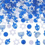 200 PCS Hanukkah Glitter Confetti Happy Hanukkah Decorations Table Confetti Jewish Confetti Chanukah Holiday Decorations Silver and Blue Hanukkah Ornaments