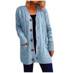 Sold Clearance Women Chunky Knitted Cardigan Sweater Open Front Button Sweaters Coat 2024 New Cable Knit Outwear With Pocket Subscriptions On My Account