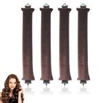 4 PCS Heatless Blowout Rods, Brown Overnight Blowout Rods, Heatless Curls, Heatless Curling Rod, Blow out Rods - No Heat Curls to Sleep for Curl Rods, Women Long Hair Styling Tools for All Hair