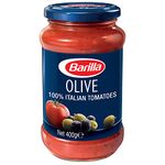 Barilla Pasta Sauce - Olives with 100% Italian Tomatoes 400 gm, Non - GMO Project Verified, Vegan, Gluten free, No added Colour or Presevatives