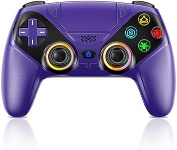 LENISUOLE Wireless Controller for PS5/PlayStation 5 & PC - Purple, Bluetooth Gamepad with Turbo, 6-Axis Motion Sensor, Programmable Buttons, RGB Lighting, 3.5mm Audio Jack, 1000mAh Battery