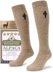 Heat equation Alpaca Compression Socks for Men & Women, 15-20 mmHg Knee High Graduated Circulation Support, Moisture Wicking L/XL Taupe