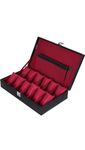 RBEEL 12 Slots Watch Box Travel Case Luxury Leather Watch Storage Box Jewelry Collection Display Holder Organizer for Men Women (Black/Red)