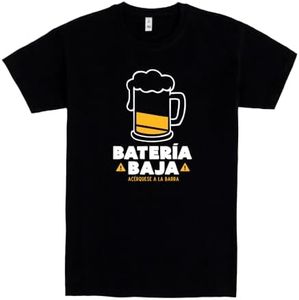 Pampling Camiseta de Manga Corta, 100% Algodón, Ropa Unisex para Hombres y Mujeres en 5 Tallas, Camiseta Negra, Modelo Batería Baja (M)