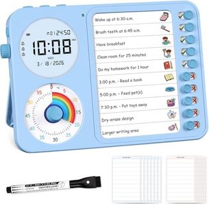 3-in-1 Visual Timer & ADHD Tool for Kids – ADHD Task Timer for Adults with Visual Schedule, Chore Chart & Planning Board for Home, School, Classroom, Work (Blue)