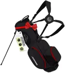 Stripebird Golf Stand Bag with Hub for Magnets (Black/Red) - 4 Way Full-Length Dividers Golf Club Bag - Flexfit Rotatable & Adjustable Dual Straps - Lightweight Golf Bag Stand - Golf Bags for Men