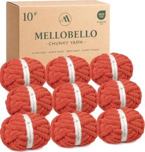 Jumbo Chunky Yarn for Hand Knitting - #10 Chunky Chenille Yarn for Crocheting Blankets,Super Soft Bulky Fluffy Yarn,9 Jumbo Pack(22yds,8oz Each Skein) Canyon Clay