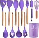 SHOPPOFOBIX Silicone Spatula for Kitchen and Utensils Spoon Set 12-Piece Silicone Kitchen Cooking+Baking Utensils Set, Non-Stick Utensils Set Heat Resistant Easy Clean, BPA Free Tools(Purple, 12)