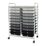 COSTWAY 20 Drawers Storage Trolley, Home Office Stationary Rolling Cart with 4 Wheels, Multipurpose Mobile Organiser Shelving Unit for Makeup Beauty Salon (Gradient Black)