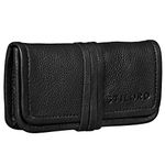 STILORD 'Flavio' Vintage Tobacco Pouch Cigarette Bag for Earphone/Smartphone Wallet Unisex Genuine Buffalo Leather, Colour:Black