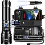Blukar Torch Rechargeable, 500000 Lumens Torches LED Super Bright Flashlight, Adjustable Focus, 5 Modes, 5000 mAh Long Lasting, IP67 Waterproof, Smart Digital Display for Camping, Power Cuts,Emergency