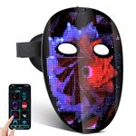 LED Light Up Face Mask, Upgraded LED Mask with Gesture Sensing Face Transforming Modes, 3600 LED Lamp Beads Shining Mask Support APP Control for iOS Android, Suitable for Costume Cosplay Halloween