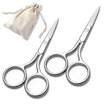 Small Brow Scissors - 2 Pack Little Sharp Precise Detail Snips for Cutting Nose Hair, Nails, Face Beauty Grooming, Beard Trimming Shears 3.5Inch by YOUGUOM