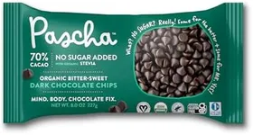 Pascha Organic 70% Cacao Baking Chips - Sugar-Free Dark Chocolate - Keto, Vegan Bittersweet Chips with Organic Stevia & Erythritol - Rainforest Alliance Certified - Allergen-Free (Pack of 6)