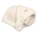 Ritzy Adara Ethnic Motif Heavyweight 100% Wool Blanket - Creamy White, 63 x 86 Inches