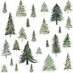 Small Pine Tree Wall Decals Watercolor Tree Wall Stickers Green Tree Window Stickers Removable Forest Tree Wall Decals Peel and Stick Small Tree Wall Stickers for Nursery Bedroom Decor