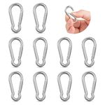 10PCS Stainless Steel Carabiners Caribeener Clips, 1.57 Inch Small Caribeaner Spring Snap Hooks, Heavy Duty Keychain Clip, Qick Link for Keys/Water Bottle/Pet Tags/Feeders/Flag Rigging/Hiking/Camping