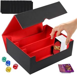 Weigudoc Magnetic Deck Box Compatible con TCG PTCG YGO, Cajas de Baraja de Cartas para 2400+ MTG Cartas sin Fundas, Flip Caja de Almacenamiento de Tarjeta Incluye 8 Card Dividers(Negro Rojo)