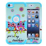 iPod Touch 5 case,iPod Touch 6 Case,Rosepark(TM) [Owls Pattern] 3-Piece Style Hybrid Shockproof Hard Case Cover for Apple iPod Touch 5 6th Generation(Blue),with Screen Protector+Stylus