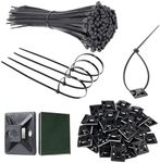 50 Pcs Strong Cable Zip Ties with Adhesive Zip Tie Mounts,Heavy Duty Wire Ties with Self Adhesive Cable Tie Mounts for Home Office Cable Management Cord Organization(15cm/6inch Length) (Black)