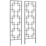 Outsunny 2 Pack Garden Trellis for Climbing Plants, Outdoor Metal Grid Panels for Roses, Vine Flower, Cucumber, Clematis, 72" Tall