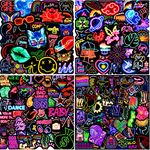 200 Pcs Neon Lights Stickers, Keismodye Waterproof Stickers for Skateboards, Luggage, Bicycles, Laptops, Water Bottles, Cars for Boy Girl Teens Kids