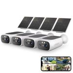 2K Solar Camera Outdoor Wireless-5/2.4Ghz WiFi Cameras for Home Security, AI Motion Detection, Color Night Vision, SD Card/Cloud Storage, Waterproof, Compatible with Alexa/Google Home (4 Cameras)