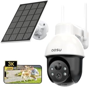 AOSU 3K Telecamera WiFi Esterno Senza Fili, Panorama a 360°, 5MP Telecamera a Batteria di Sicurezza con Pannello Solare, Rilevamento PIR di Persone e Veicoli, Visione Notturna Colori, 2 Vie Audio