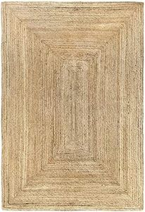 HAMID - Tappeto di Iuta Alhambra Colore Naturale, Tappeti 100% Fibra di Iuta, Intrecciato a Mano, Tappeti per Soggiorno, Sala da Pranzo, Camera da Letto, Corridoi (120x170cm)