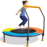 3’ Toddler Trampoline with Removable Handle for Kids, 36” Foldable Mini Trampoline 23" to 32" Height-Adjustable, Max Load 220lbs, Noise-Free/Durable Steel Frame/Safety Pad, Indoor/Garden Workout Gift