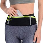 LocoJoy Best Comfortable Running Belts with Reflective Strip that Fit All Phone Models and Fit All Waist Sizes for Running, Workouts, Cycling, Travelling Money Belt & More,Black