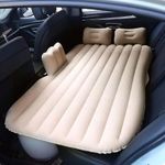 Robustt Car Bed for Back Seat - Beige (Pack of 1) | Inflatable Bed with 2 Air Pillow & Air Pump | Universal Size | Portable Car Bed | Car Bed for Kids, Travel, Trips, Camping, Picnic, Pool & Beach