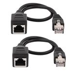 uxcell RJ45 Extension Ethernet Cable, RJ45 Cat6 LAN Cable Network Patch Extender Cord, 2 Pcs Ethernet Male to Female Network Cable 30cm Long for Router Modem Smart TV PC Computer Laptop