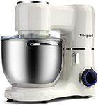 Vospeed Stand Mixer 1500W 8L Cake Mixer Electric Kitchen Food Mixer with Stainless Steel Bowl, Beater, Dough Hook, Whisk for Baking, Dishwasher Safe (White)