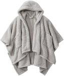 CUBRIDGE Wearable Blanket Sherpa Poncho Office Work Warm Cozy Shawl Blanket,Plush Cape Wrap for Adults (Gray)