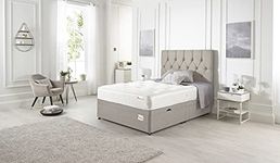 Bed Centre Ziggy Side Opening Divan Storage Ottoman Bed with Headboard - Available in a Variety of Colours (3FT Single, Plush Silver)