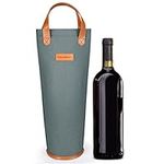 Wine Cooler Picnic Bag, Single Bottle Wine Carrier Insulated, Padded Thermal Wine Tote Bag for Beach, Wine Lover, Grey