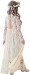 ALLOVIN Long Sleeve Boho Lace Flowe