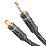 RAWAUX Digital Optical Cable 24K Gold Plated Toslink to Mini Toslink Cable 3.5mm Optical Audio Cable Adapter S/PDIF Cable for Chromecast Audio, TV, Soundbar, Speaker (Black, 1M)