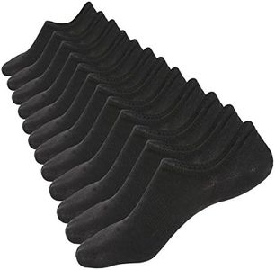 Mottee&Zconia M&Z Mens Low Cut No Show Cotton Casual Ankle Non-Slide Reinforced Black Socks 6 Pack Size L:11~13