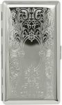 Silver Victorian Scroll (Half Pack - 10 120s) Metal-Plated Cigarette Case with Makeup Mirror