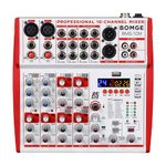 BOMGE 10-Input sound board Mixer with Mic Preamps and Compressors, 24DSP, bluetooth,48V Power,British EQ and USB/Audio Interface fro recording, karaoke and podcast. (10M-10 Channel)