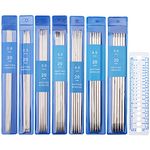 35Pcs Knitting Needles Set, Double Pointed Knitting Needles Double Ended Knitting Needles Straight Knitting Needle Metal Short Knitting Needles for Beginner 2.0/2.5/3.0/3.5/4.0/4.5/5.0mm