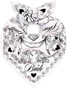 xo, Fetti Bride Swan Head Scarf, 27x27 in | Bachelorette Bandana, Bridal Headwear, Bach Party Western Accessory, Bridesmaid Gift, White Wedding Handkerchief, Silk Outfit