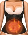 YADIFEN Waist Trainer Vest for Women,Zipper Corset Body Shaper for Tummy Control Neoprene Cincher Tank Top with Straps (Black-Fixed shoulder straps, XS)