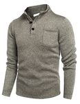 COOFANDY Mens Fashion Smart Sweatshirt Button Down Collar Knit Pullover Sweaters Khaki