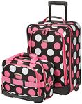 Rockland F102 Luggage Printed Luggage Set, Mulpink Dots, Medium, 2-Piece