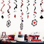 Festiko 80cm 12pcs Party Hanging Swirl Decorations/Party Swirl Decorations/Hanging Swirl for Ceiling Decorations for Birthday Decoration (Casino Playing Card Swirls)