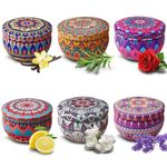 VETOUR Candles Gifts for Women Scented Candles Set Natural Soy Wax Aromatic Candles 6 Tins, 2.5oz Portable Travel Jar Candles for Air Cleaning Bath Yoga Stress Relief Gifts